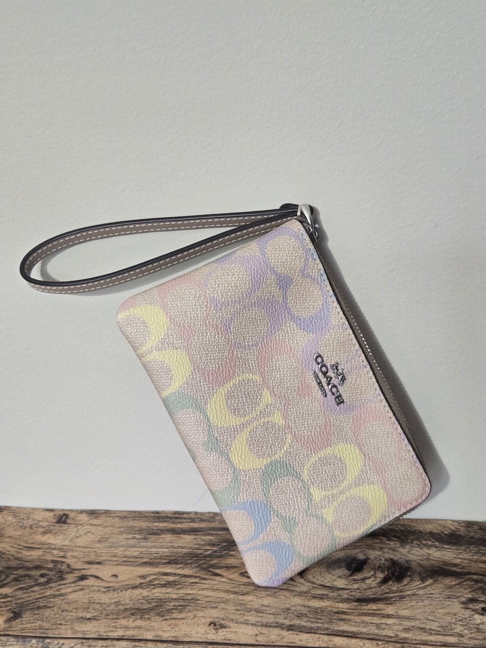 NWT Coach Wristlet In Rainbow Print